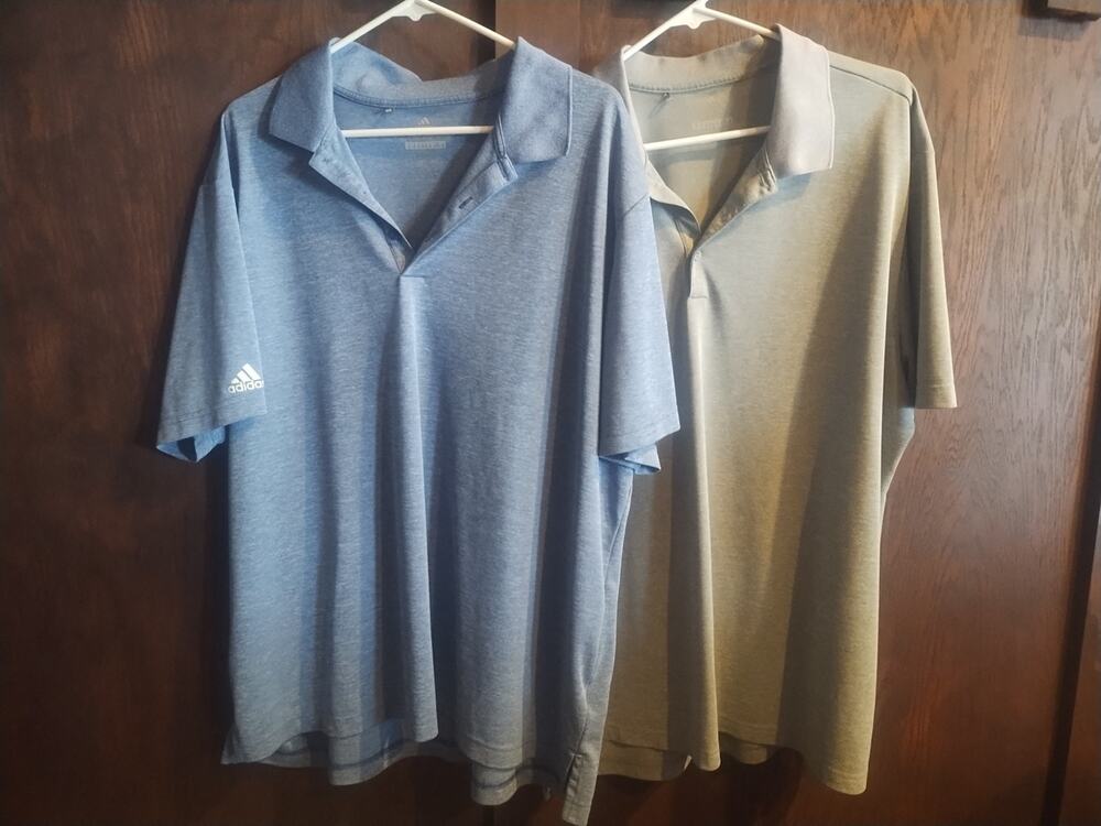 Lot Of 2 Adidas Golf Men’s Polo Shirts Short Sleeve Lightweight 2XL Blue Gray